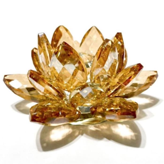 Flor de Lotus  Ambar Cristal Brilhante para Ambiente  de  8cm 10cm  e 12 cm