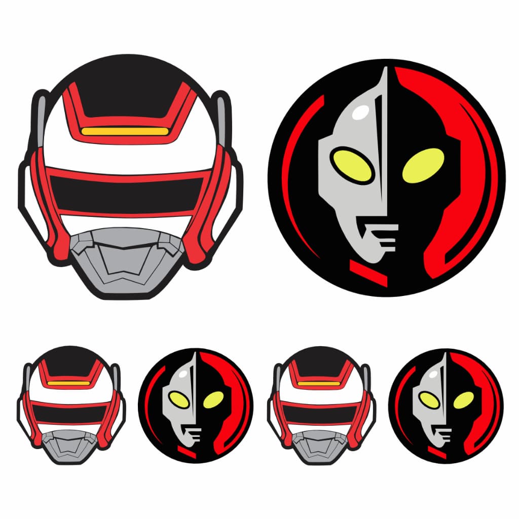 Adesivo Ultraman e Jaspion Kit Cartela 6un Para Carro Moto Acessórios Automotivos Geek Nerd Gamer Anos 80