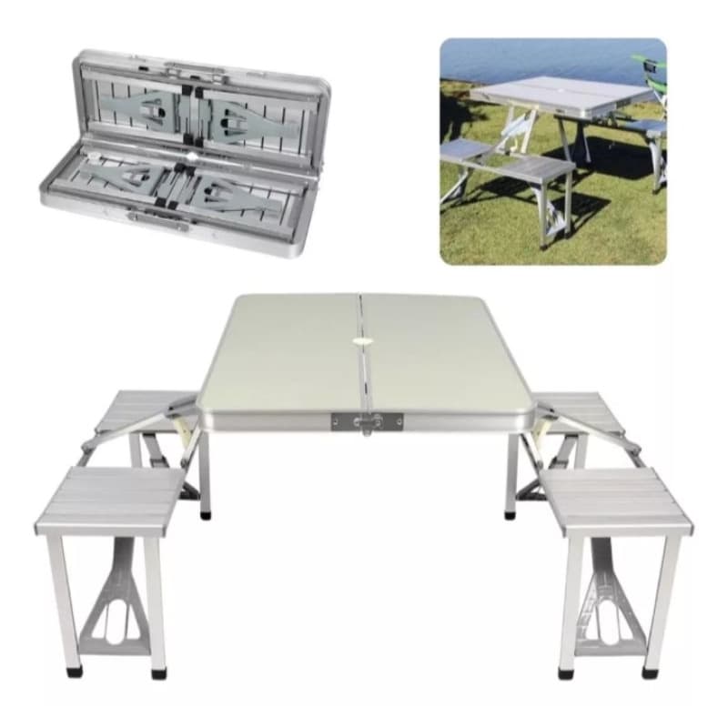 Mesa Camping Dobrável Deluxe C/banquetas Alumínio Kala