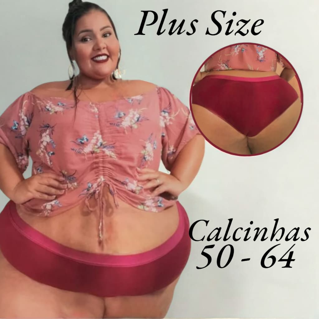 Kit 2 Calcinhas Plus Size 50 até 64 Algodão Cós Alto Calçola Cintura Alta Deliríos Moda Íntima