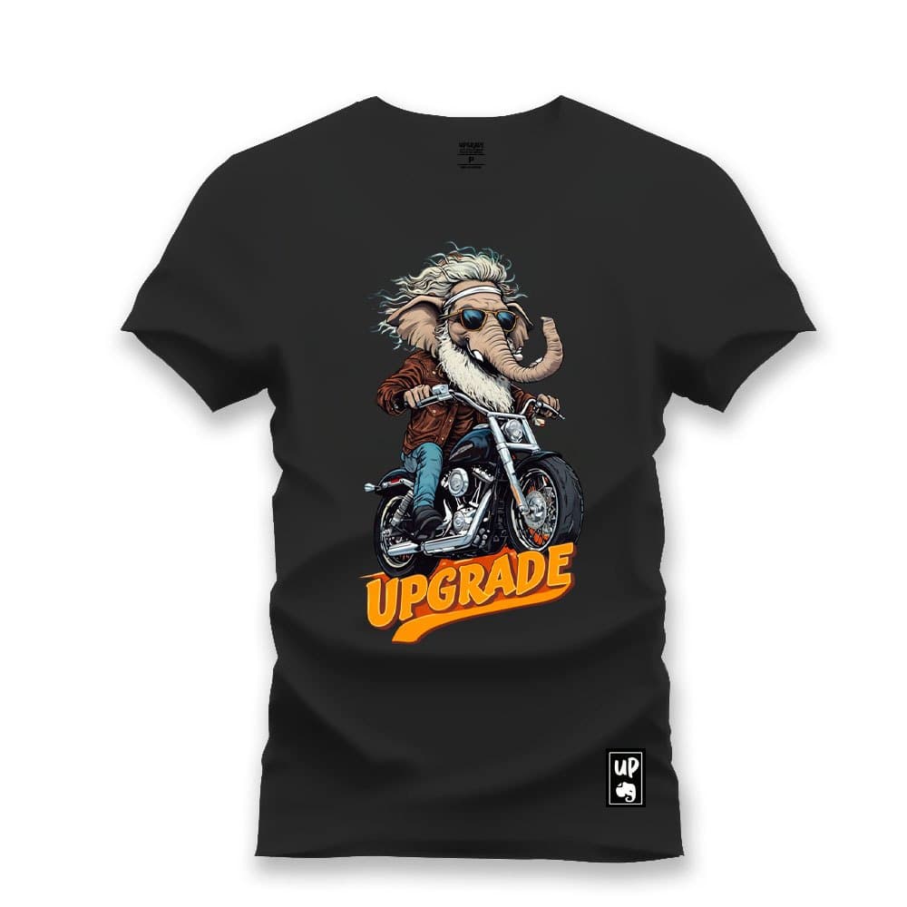 Camiseta Estampada Personalizada Elefante Motoqueiro