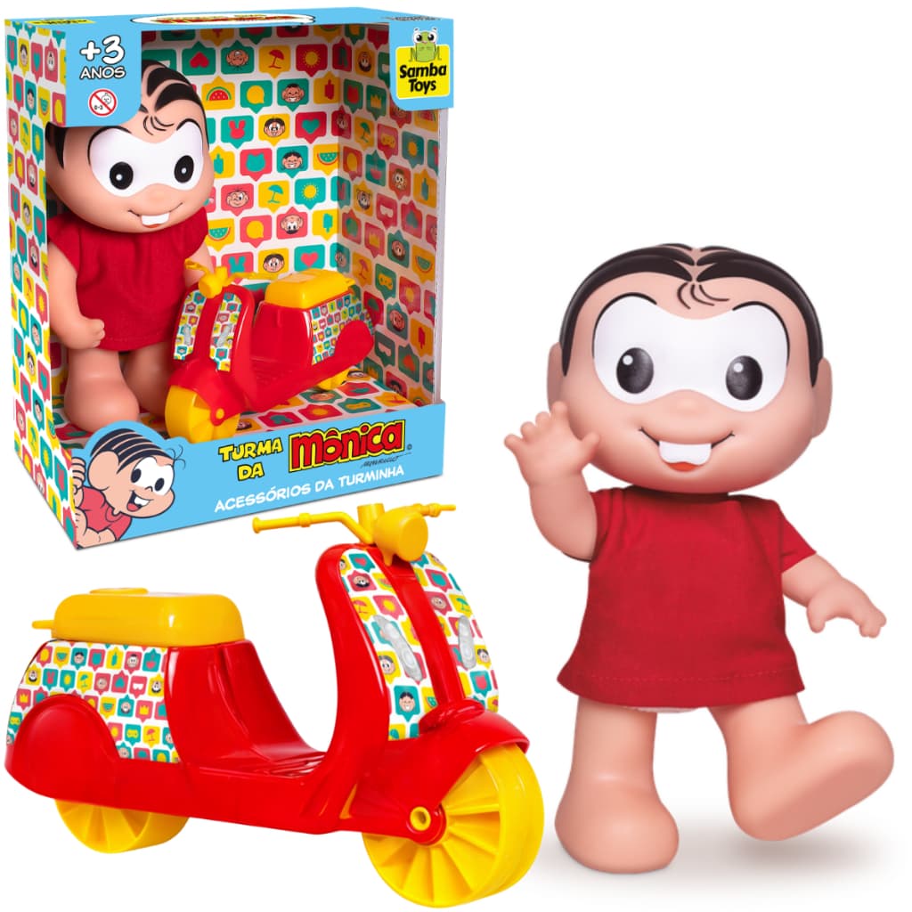 Boneca Com Moto Scooter Brinquedo Infantil Turma Da Mônica
