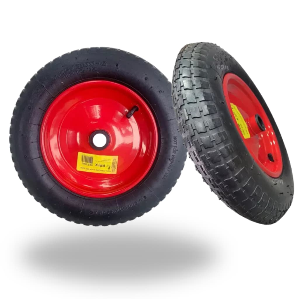 Kit 2 Pneus Completos 90kg Carriola Carrinho Mão Câmara Aro  3,25 x 8 Aço carbono GB6005 2RS