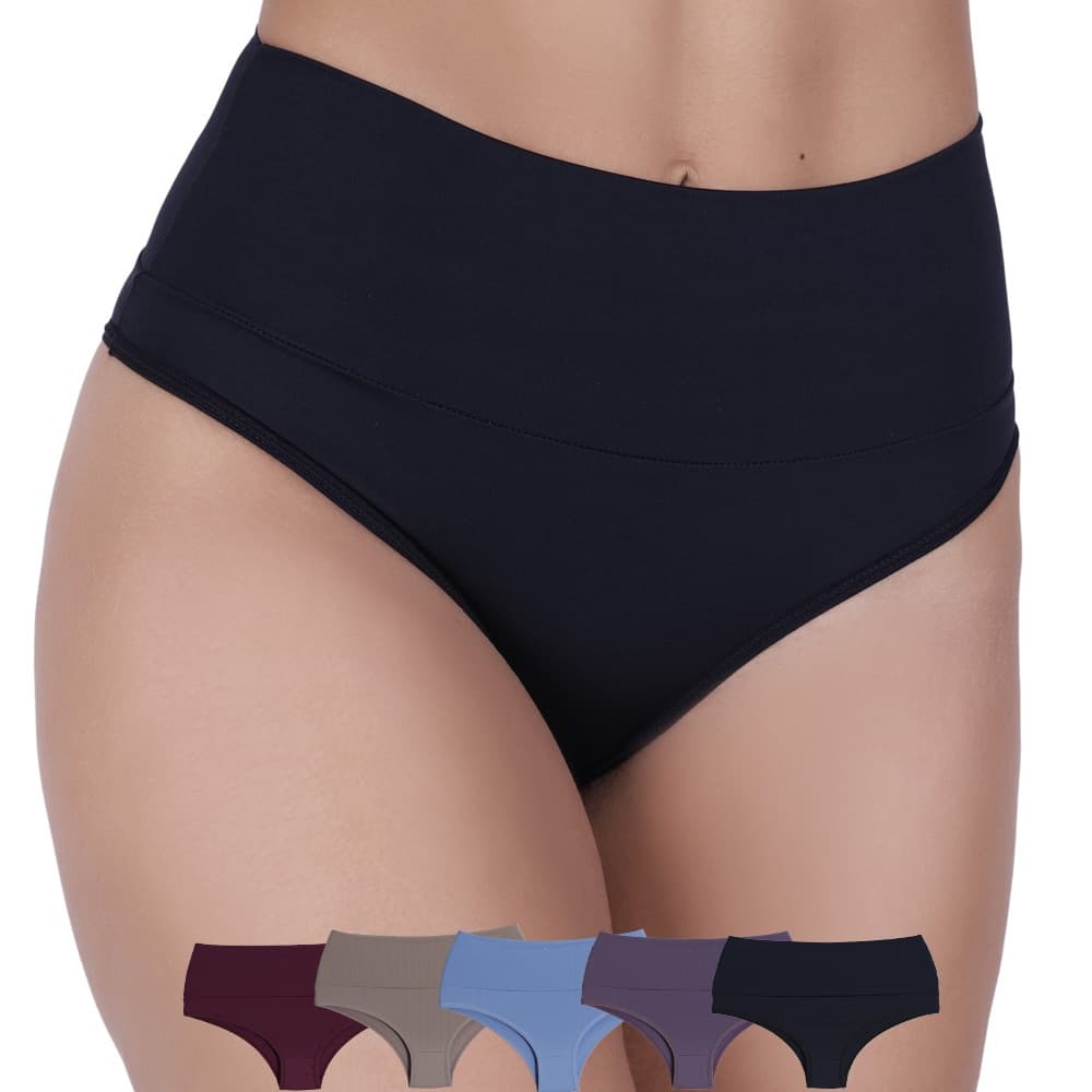 Kit Calcinha Feminina 5 Pçs Cós Duplo Cós Alto