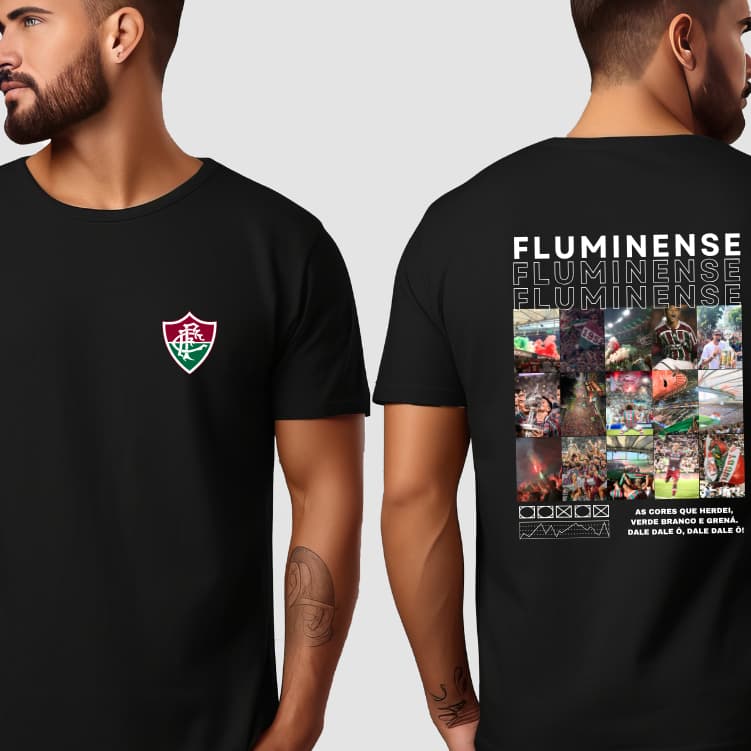 Camiseta Clube Flu Futebol fotos 100% Algodão 30.1