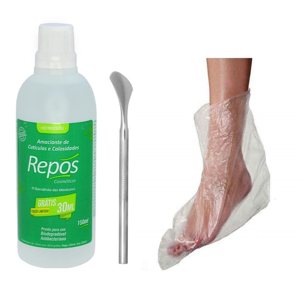 Amaciante de Cutículas Repos + Espátula 222 + 10 Botinhas Descartáveis