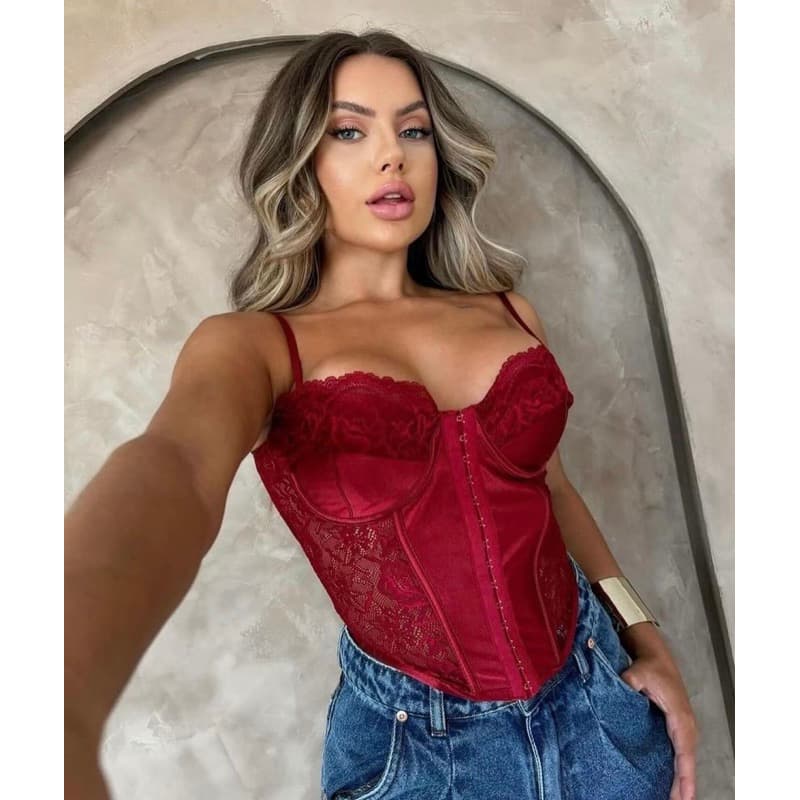 corselet compreensão com bojo em renda acetinado estruturado feminino moda verão com alças