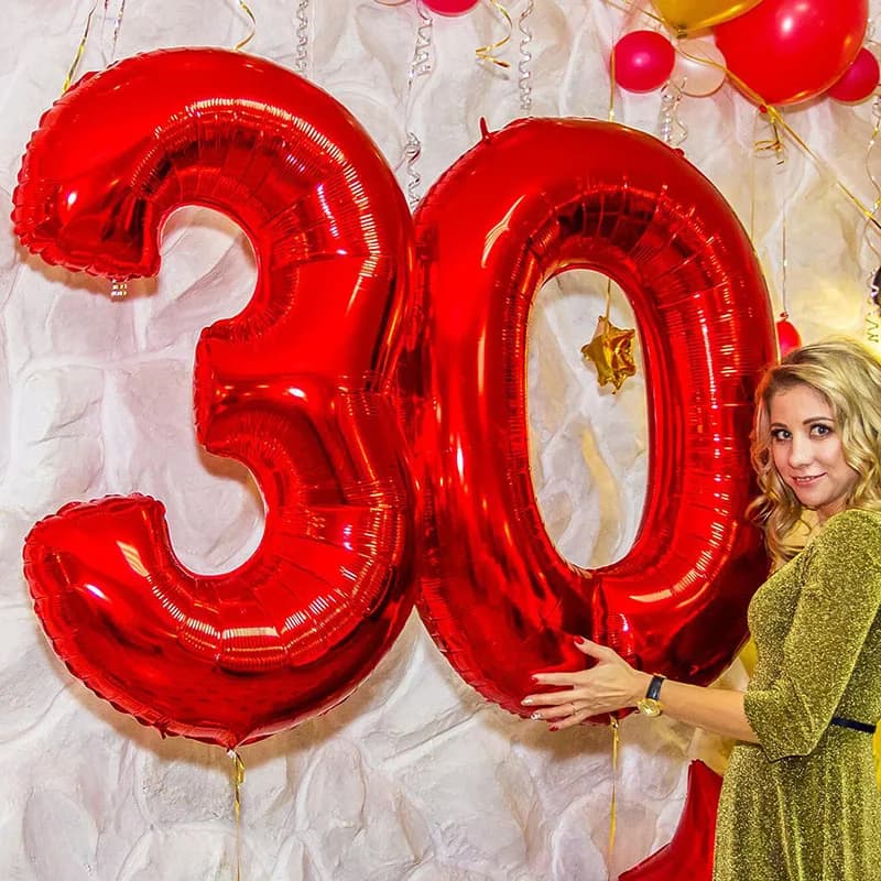 Balão Metalizado Vermelho Número 70cm Festa Decoração