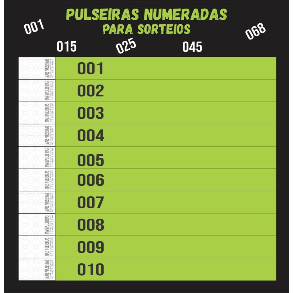300 Pulseiras De Identificação Já Personalizadas Numeradas Piscinas Parques