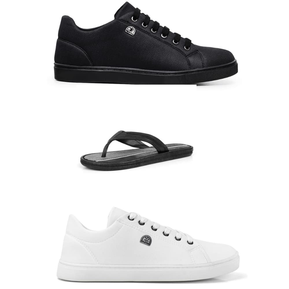 2 Pares Tênis Sapatênis Masculino Casual Kit Chinelo De Dedo