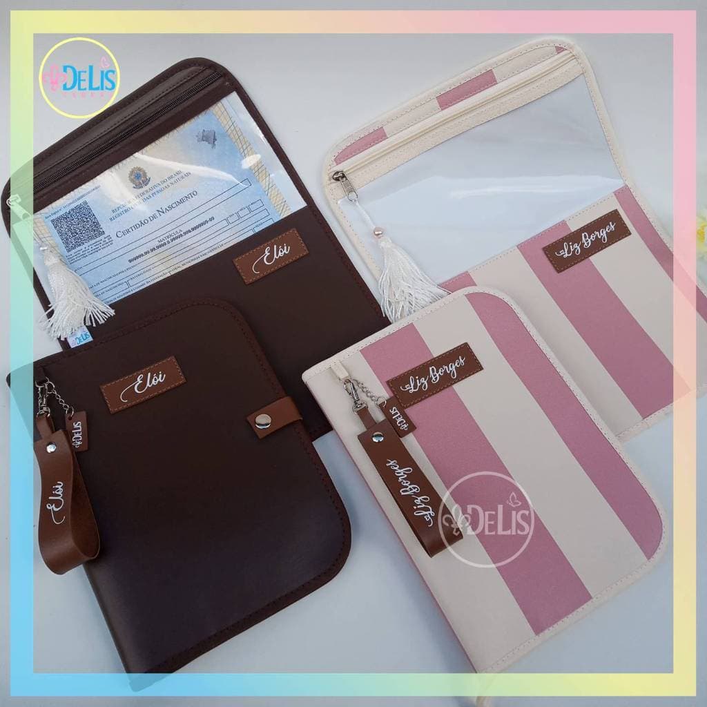 Kit ou Capa Vacinas ou Capa certidão em material sintético para caderneta SUS ou caderneta Espiral