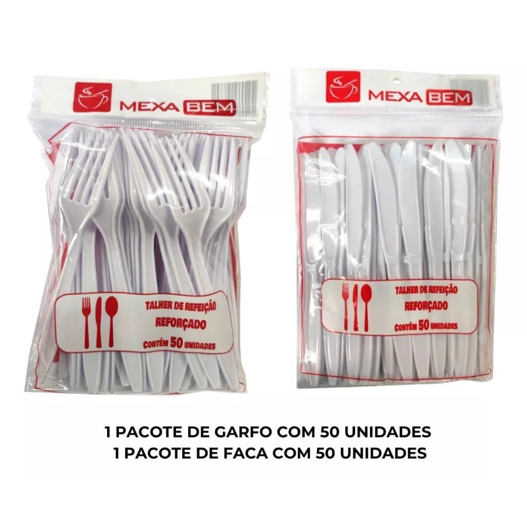Kit Churrasco 150 Garfo e 150 Faca Refeição Reforçados Descartável.