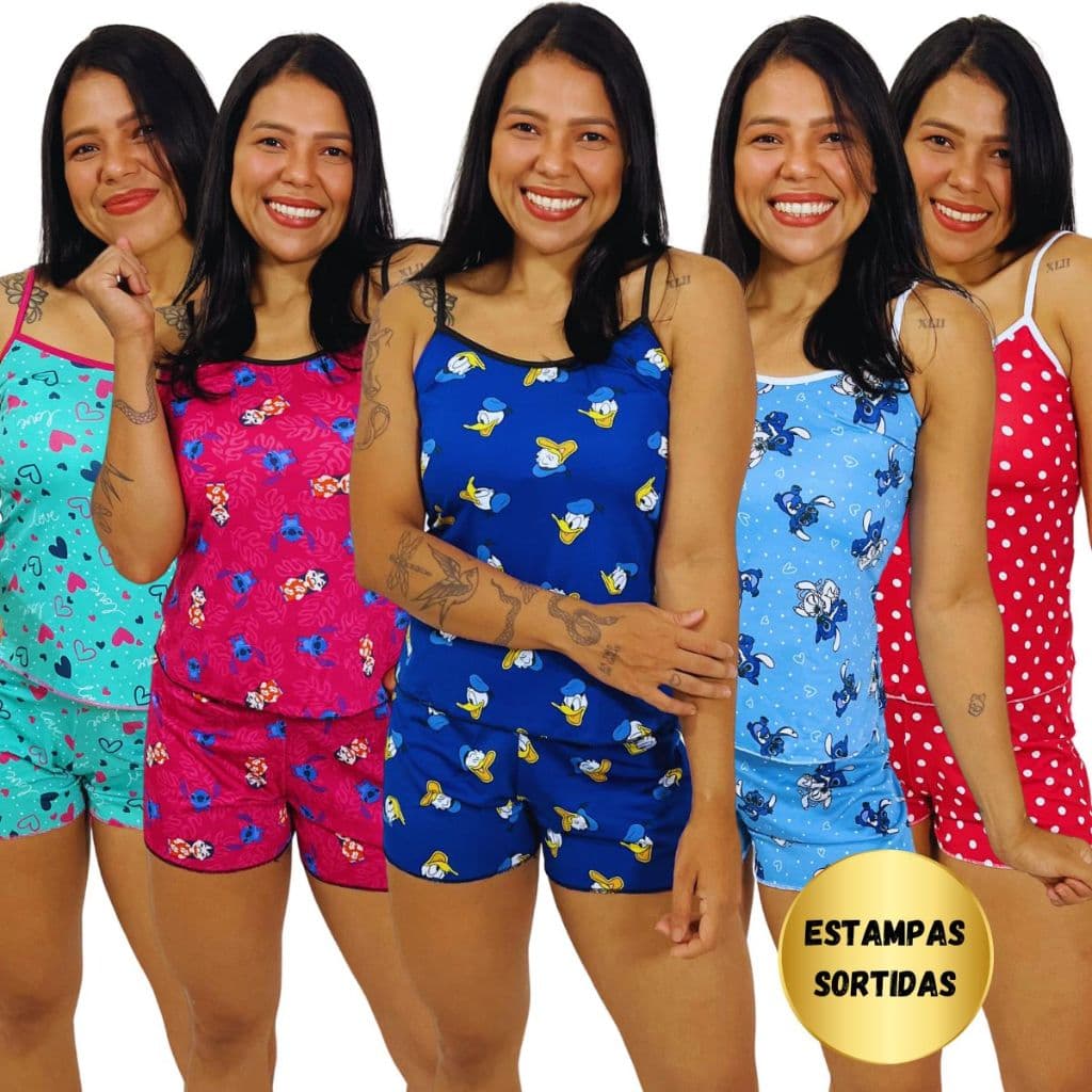Kit até 5 Pijamas Estampados Adulto e Infantil