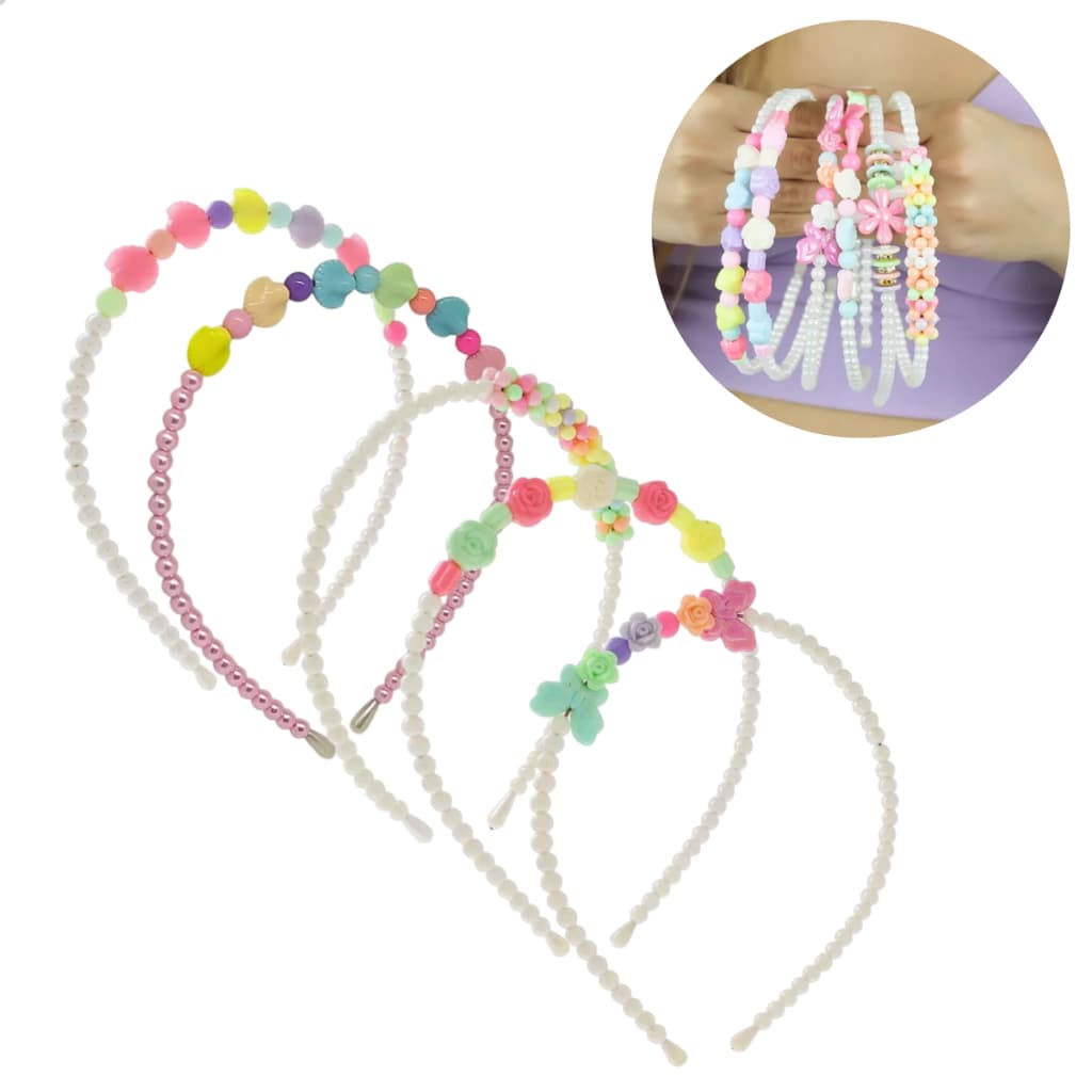 Kit 3 Tiaras Pérolas Infantis Colorida Arquinho Crianças
