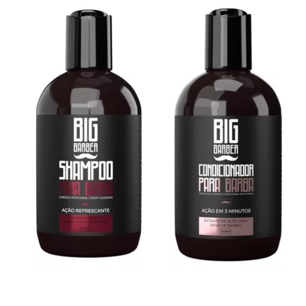 Big Barber Shampoo e Condicionador  Barba Refrescante Cuidado Pele Limpeza Profunda