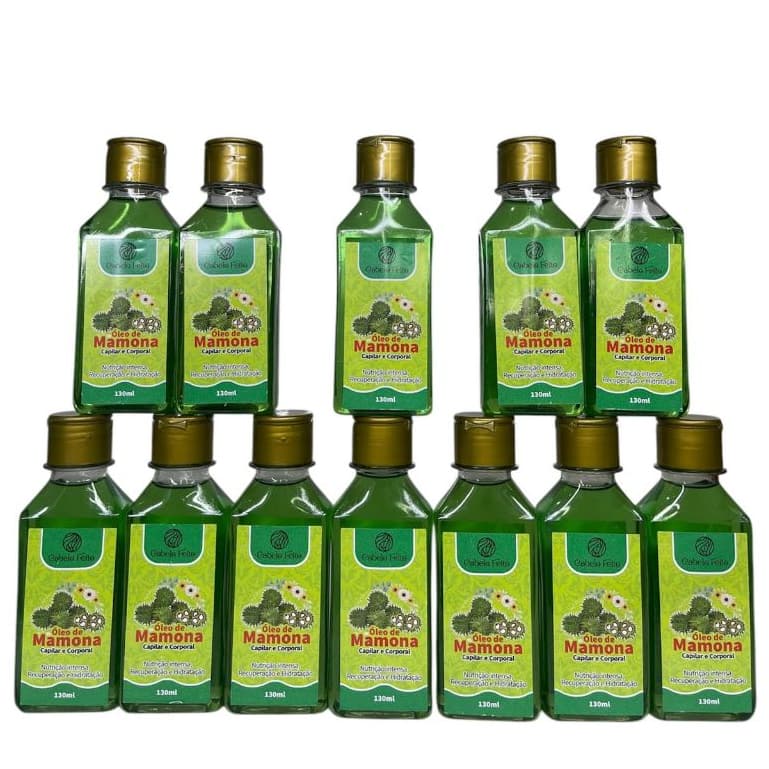 Óleo de Mamona Capilar e Corporal Crescimento e Fortalecimento 12 Unid. 130mL Cabelo Feito