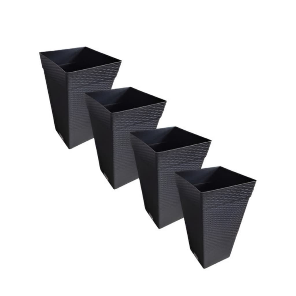 Kit 4 Vasos Coluna Rattan Quadrados 28L Grandes Decorativos para Plantas e Flores
