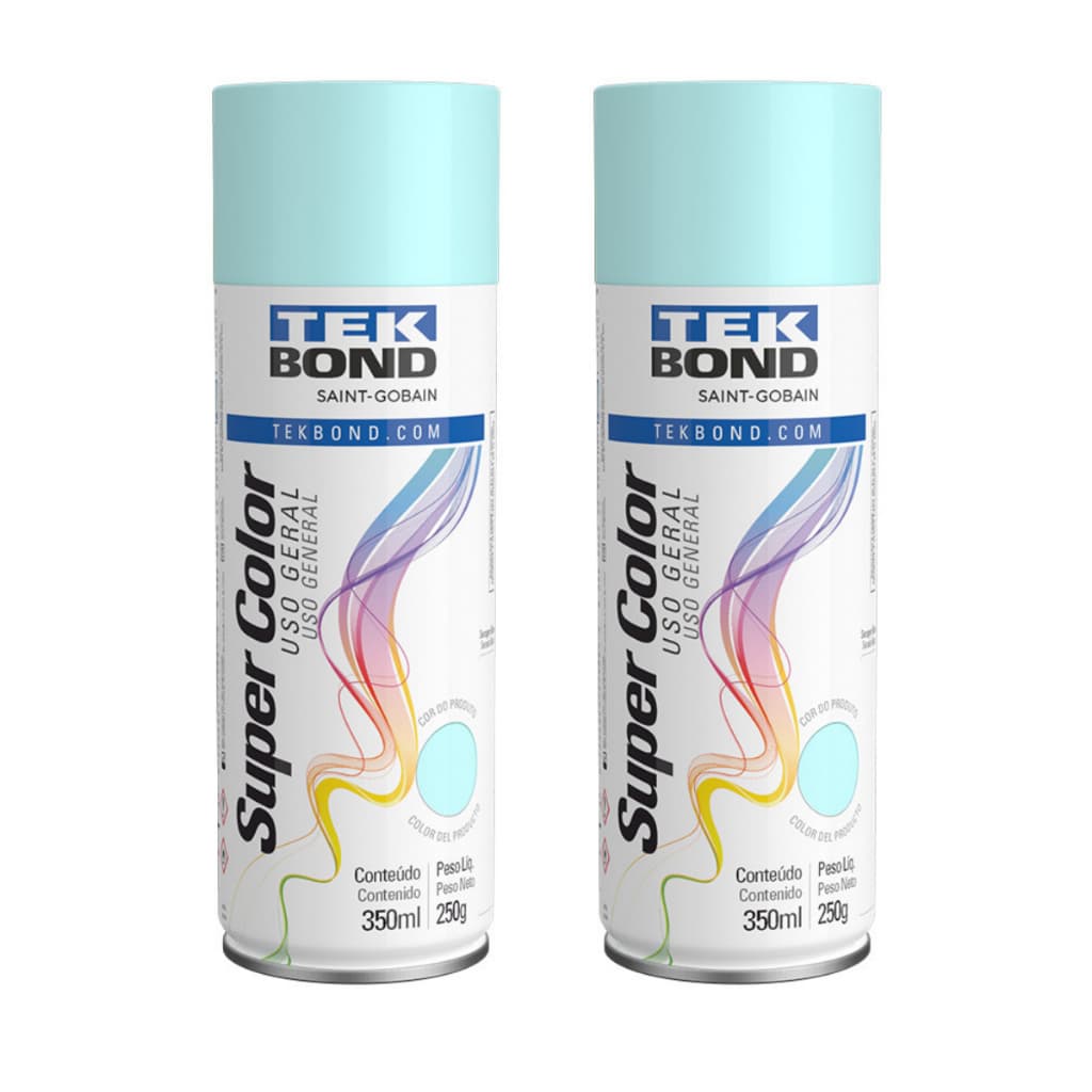 Tinta Spray Uso Geral Azul Claro  Brilhante 350ml Tekbond - Kit 2 uni