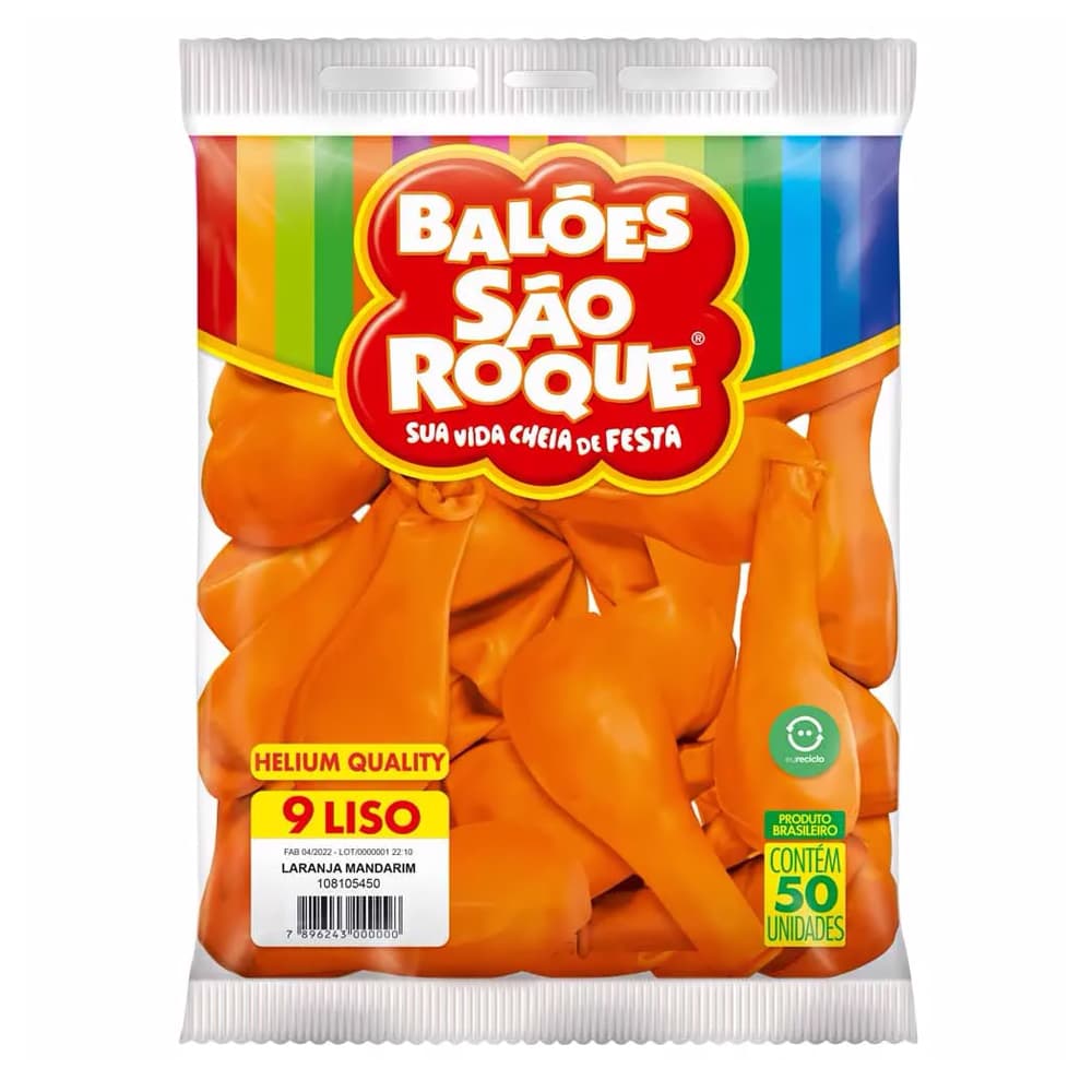 Balão Bexiga Nº 9 Polegadas Laranja Mandarim - 50 Unidades - Festa Infantil - Aniversário