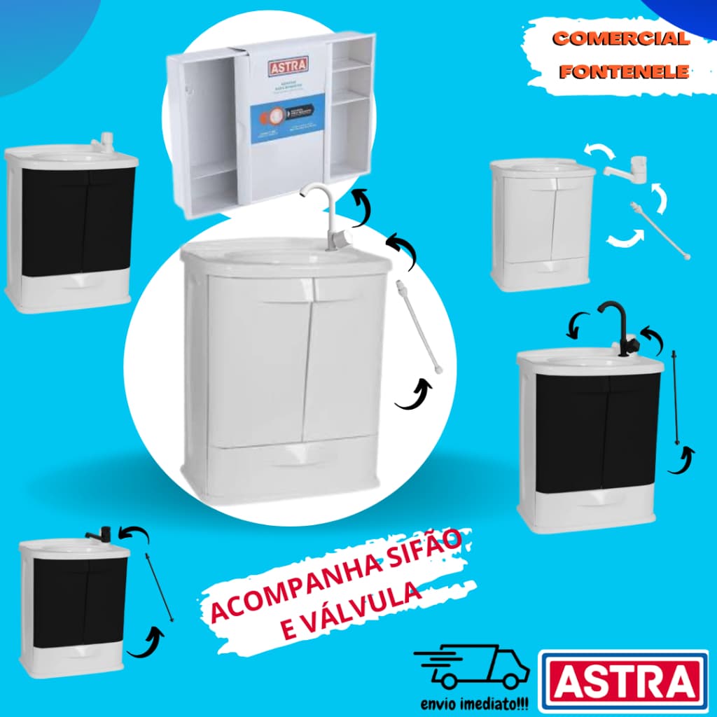 GABINETE COM LAVATORIO 45x32x58cm ASTRA
