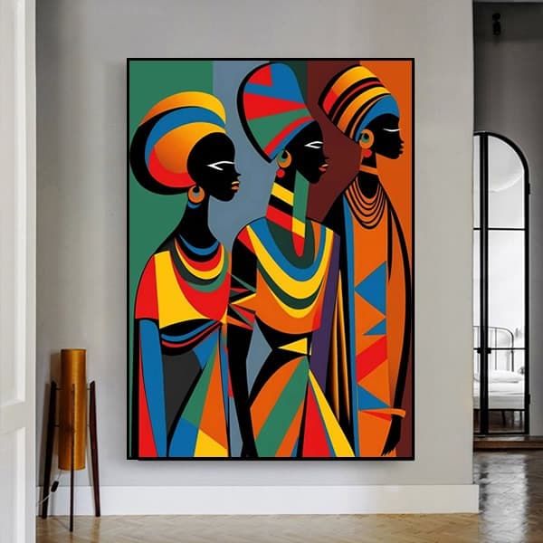 Quadro decorativo 1 peça Mulheres Africanas coloridas Turbante decoração casa quarto sala