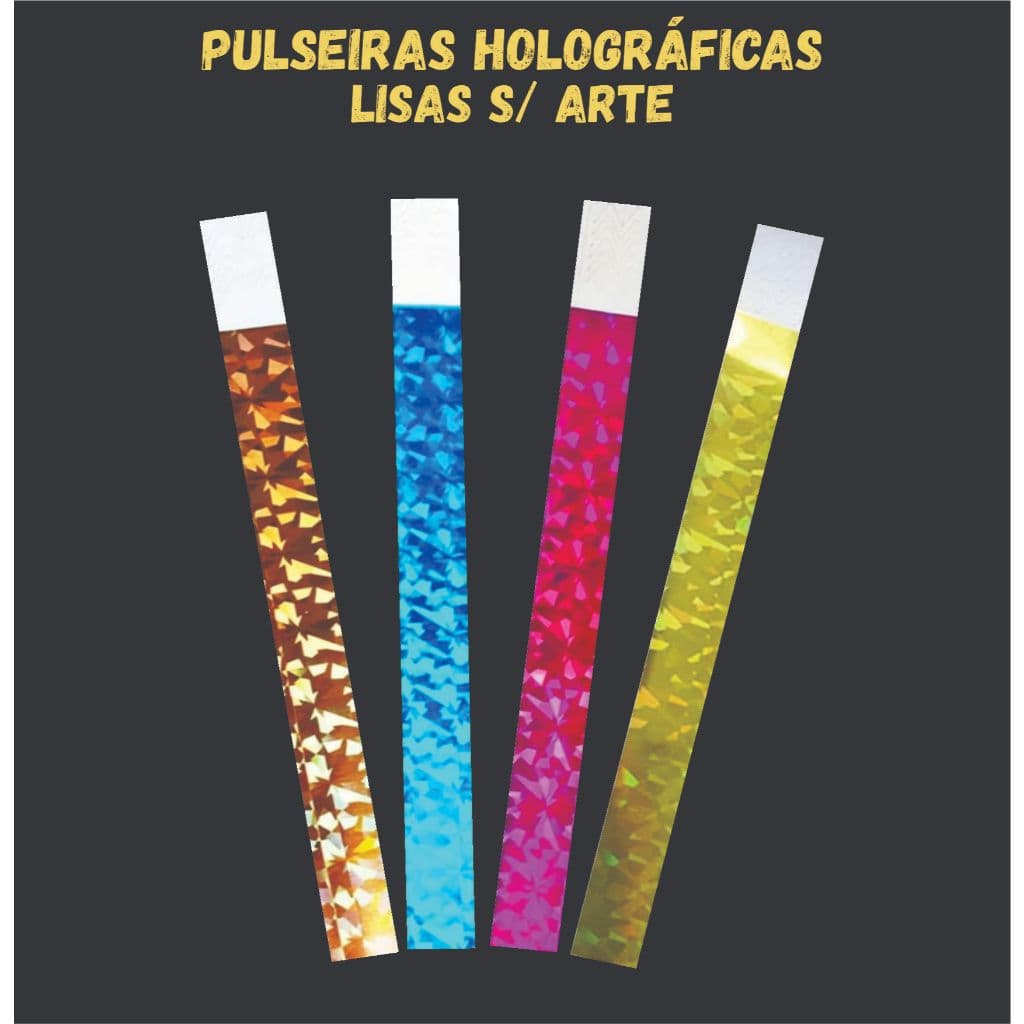 50 Pulseiras Identificação Holográficas Para Festas Eventos Chá Revelação