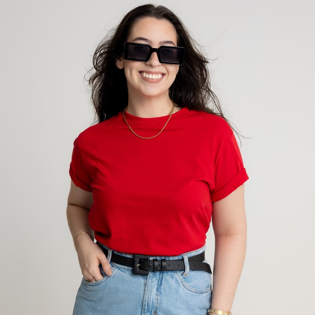 Blusinha Feminina Estilosa T-Shirt Lisa Gola Redonda 100% Algodão