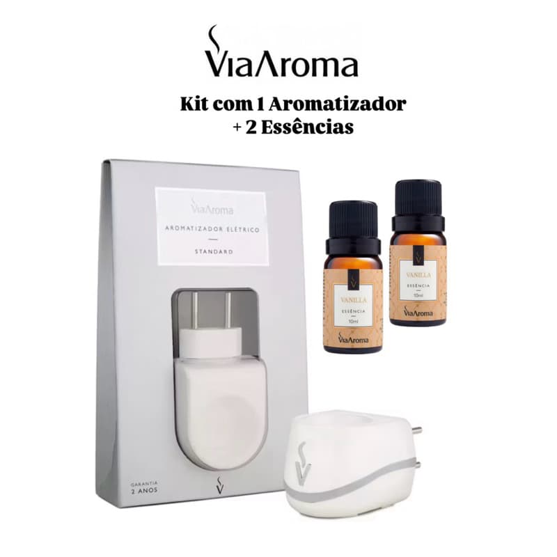 Aparelho Aromatizador Difusor de Ambiente Elétrico Standard Branco Via Aroma com 2 Essencia
