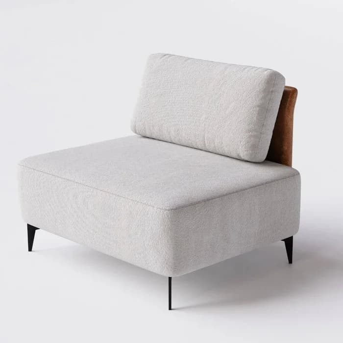 Sofá Dream Box Módulo de 80cm em Boucle Alaska Cinza e Corino Durango Terracota