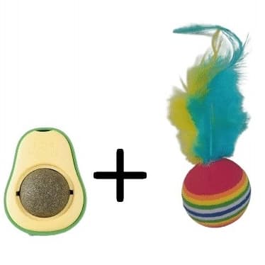 Abacate De Brinquedo Mais bolinha Com Pena Para Gatos Com Catnip Erva Gato Natural