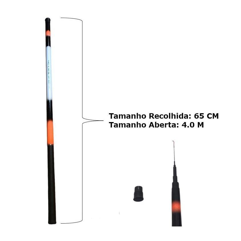 vara telescopica lisa 4 metros 40% carbono tilapia lambari piau e outros