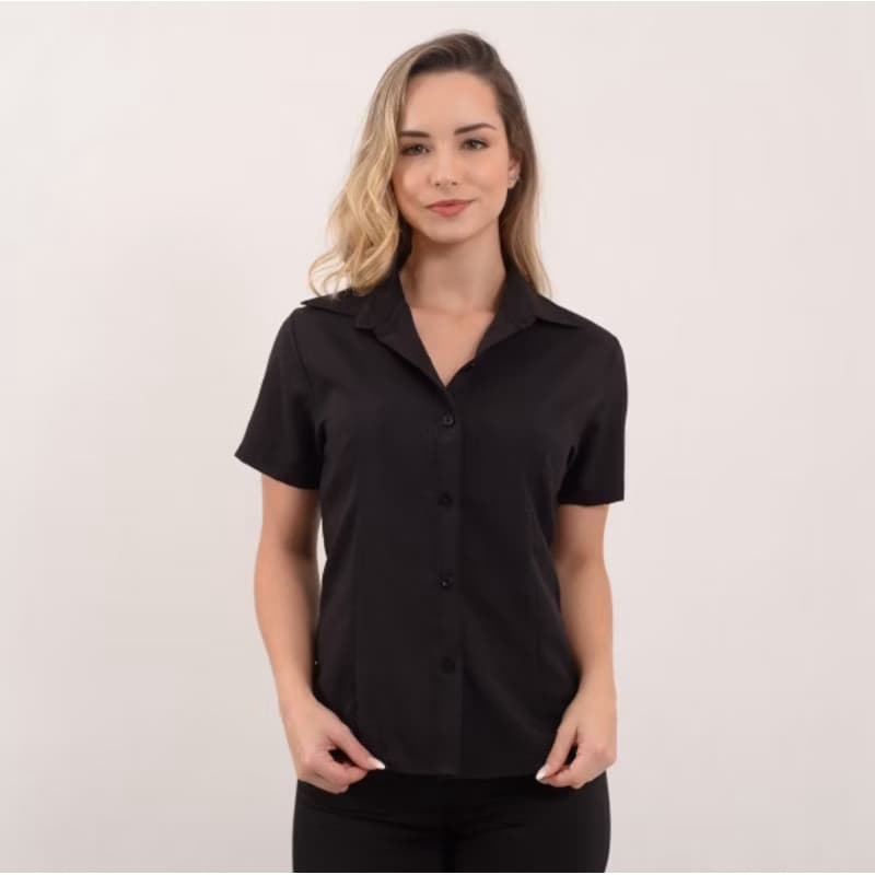Camisete manga curta camisa social feminina gabardine.