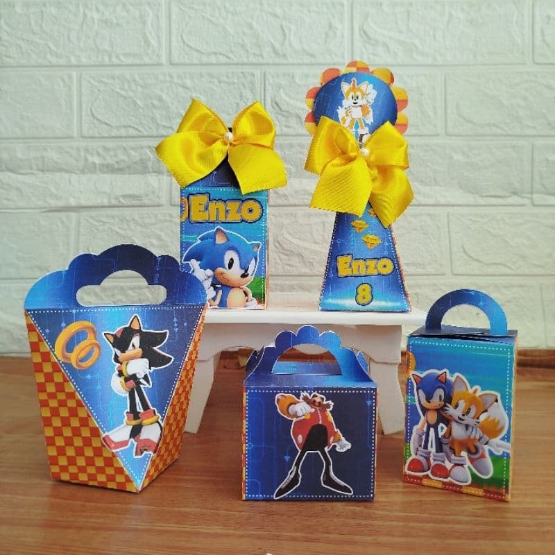 Kit Festa Caixinhas Personalizadas Lembrancinha Sonic -Pegue e Monte