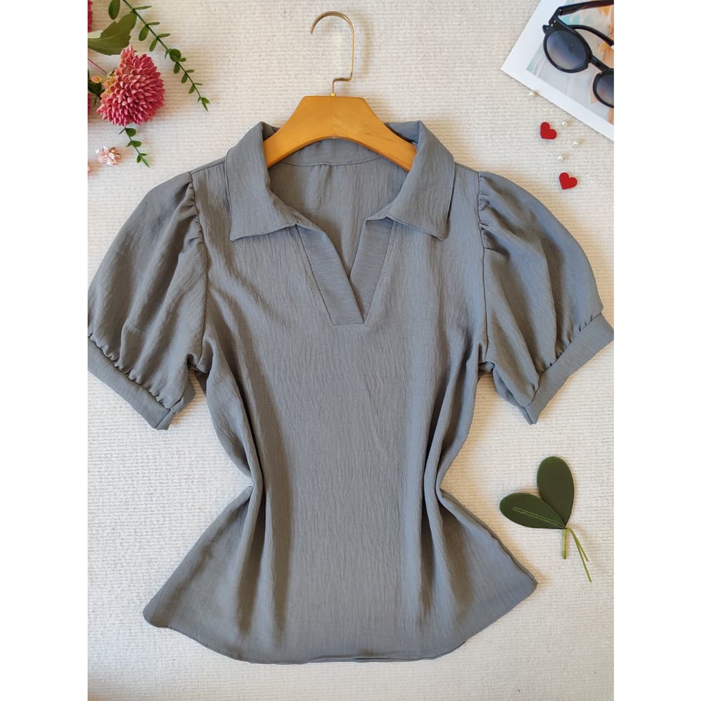 YW & X MODA    blusa feminina manga curta tecido duna