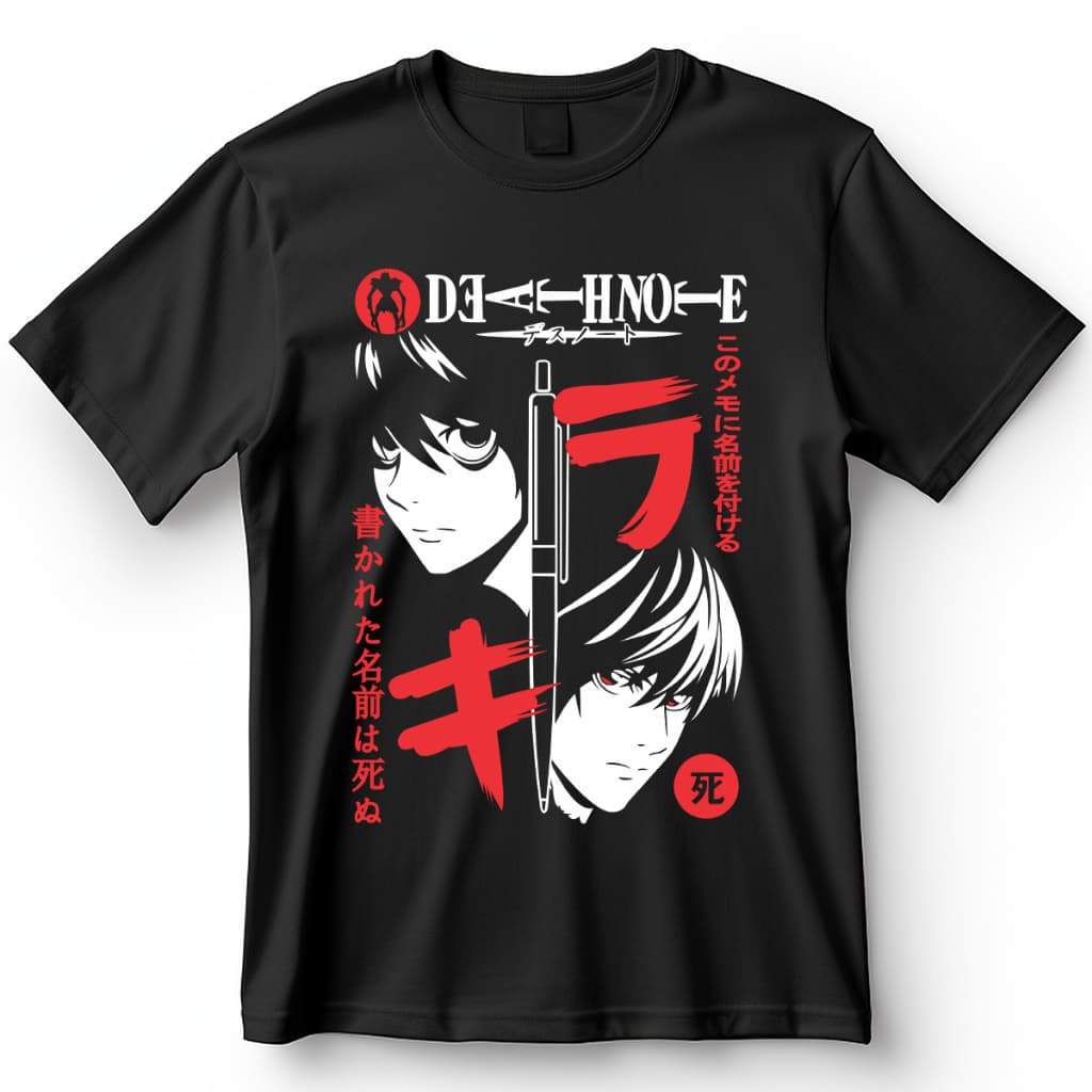Camisa Death Note L Light Yagami Kira Blusa Camiseta de Anime 100% Algodão