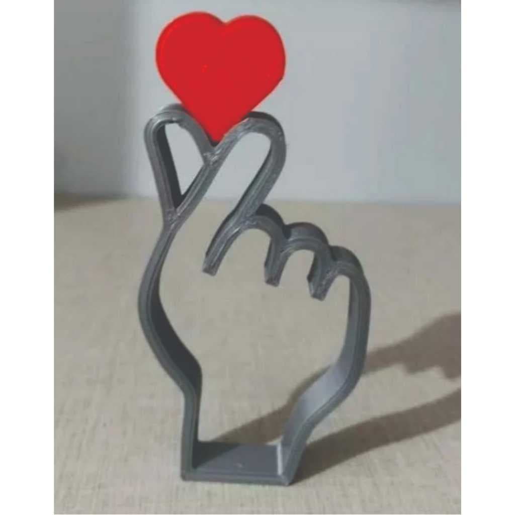Mãozinha  Dorama Coração Coreano - Escultura Mão e Coração - Impressão 3D