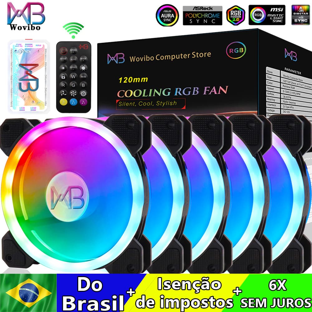 120mm PC Computer Case Fan Cooling Cooler 6PIN RGB Led 12cm PWM Ventilador 5V ARGB Fans Aura