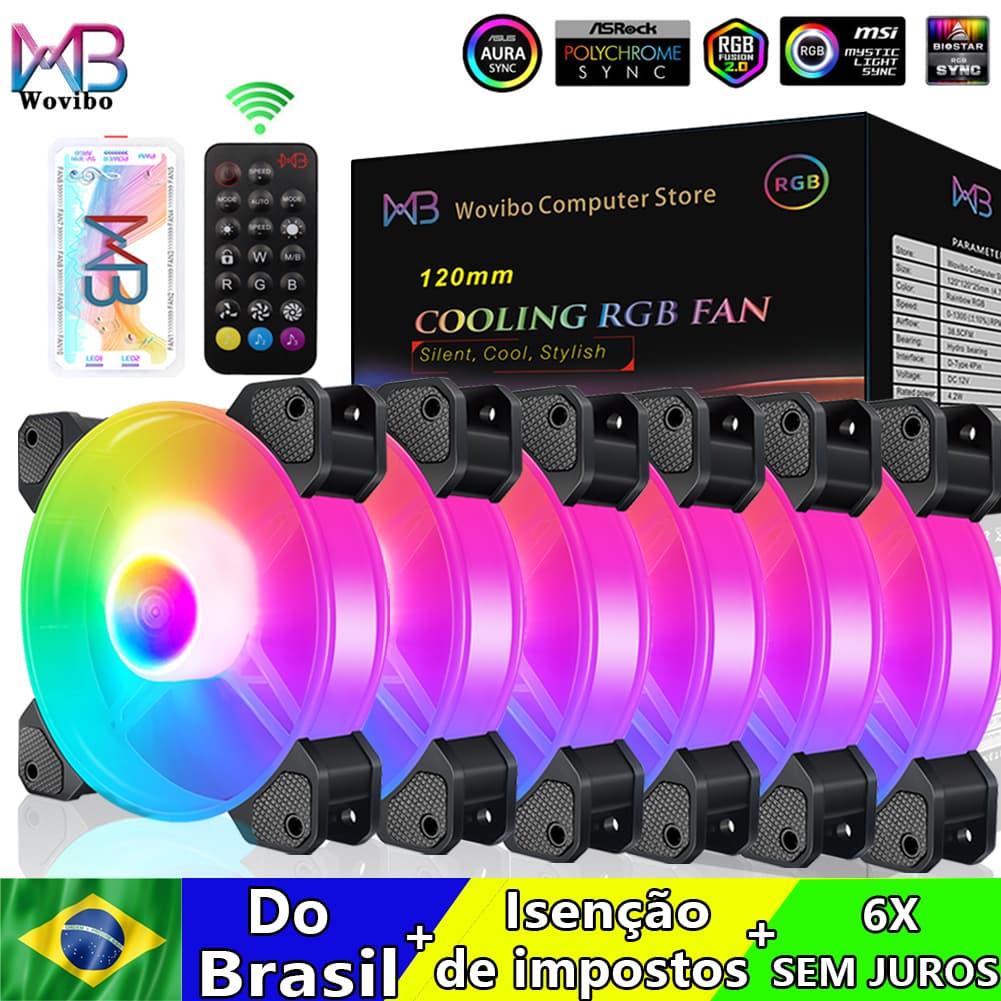 Computer Case 120mm Fan RGB 6PIN Radiator Cooler Mute PC ARGB Ventilador Chassis Fans Aura Sync ARGB