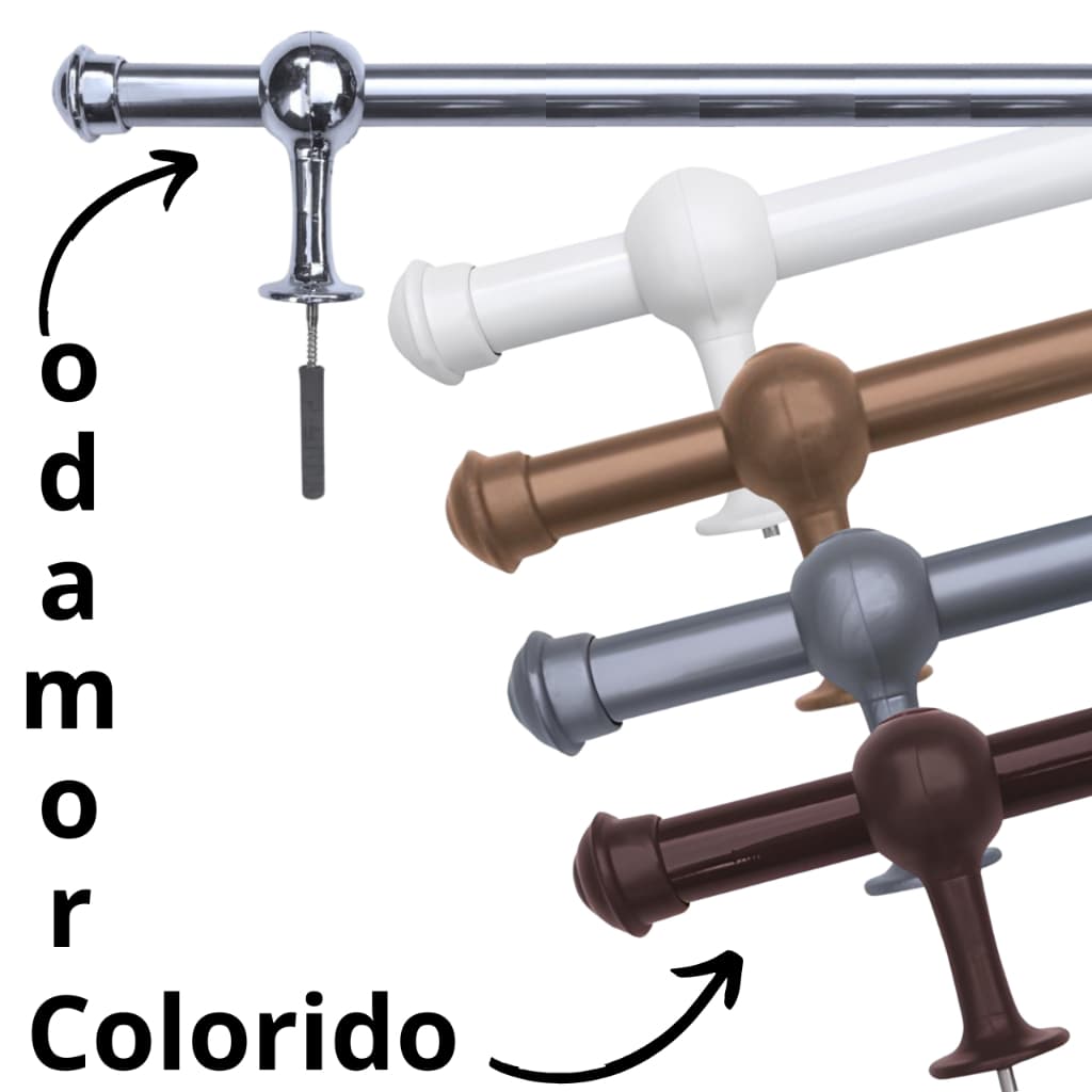 Kit Varão de Cortina 1,20 Metros 28mm P Quarto ou Sala Varal Completo P Instalação