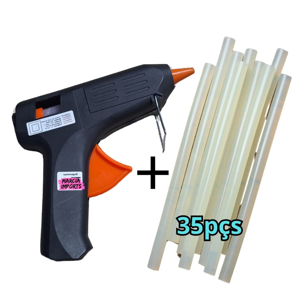 Pistola de Cola Quente Bivolt 40W + 35 Bastões de Cola (110v e 220v) Profissional