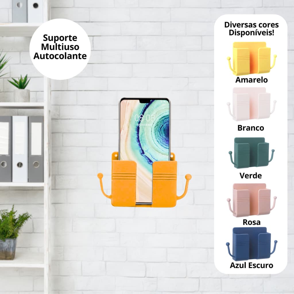 Suporte  de Parede Plástico Autocolante  Multiuso para Celular com Ganchos Celular Chave Xtronic