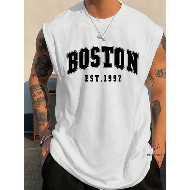 Regata Masculina Treino Básica Boston 1997 Oversized Larga Moda Masculina