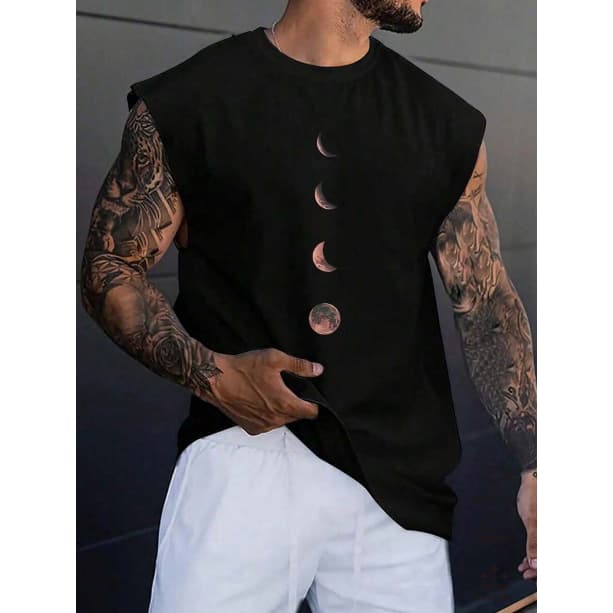 Regata Masculina Fases Lua Básica Oversized Larga Moda Masculina