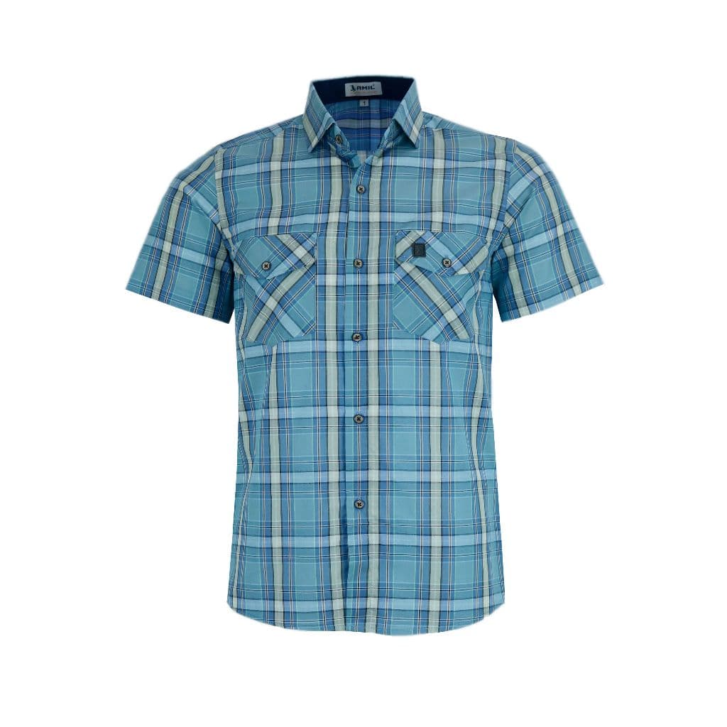 Camisa Xadrez Manga Curta Amil 2 Bolsos 100% Algodão 1781