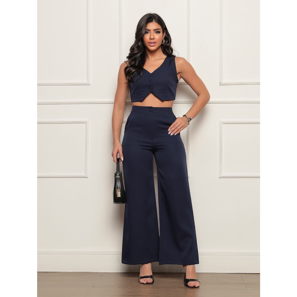 Conjunto Feminino Calça com colete alfaiataria 05