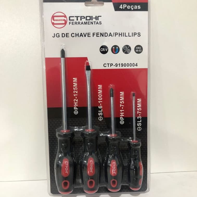 Chave Philips / Fenda Imantada Jg 4 Peças Cabo Emborrachado CTP-91900004