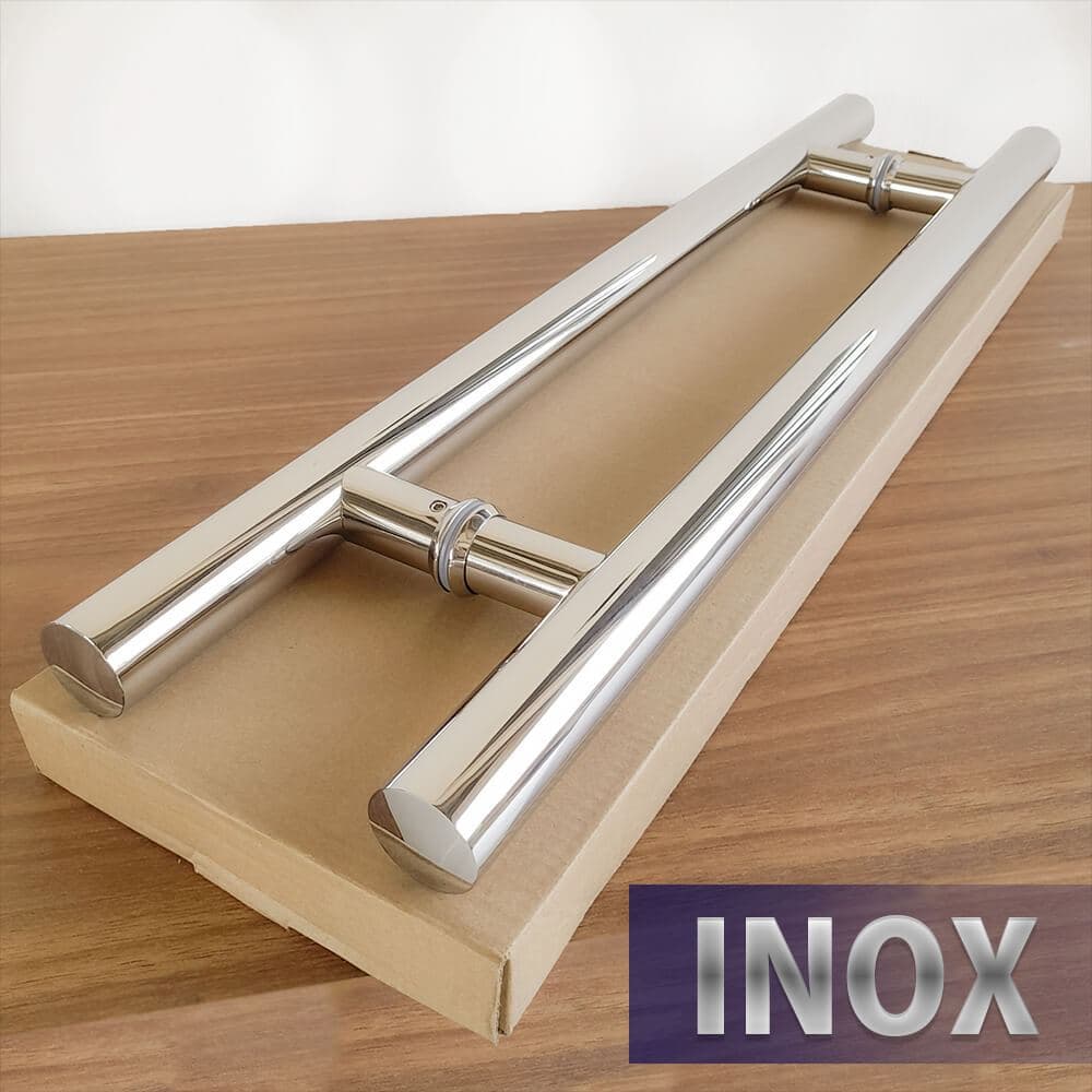 Puxador Tubular de 60cm em INOX 304 com 40cm entre furos - Portas de Madeira/ Vidro/Alumínio/Ferro