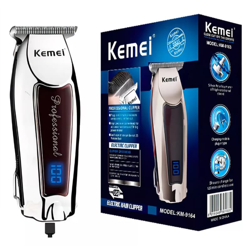 Máquina De cortar cabelo barbearia profissional com display led Kemei 9164