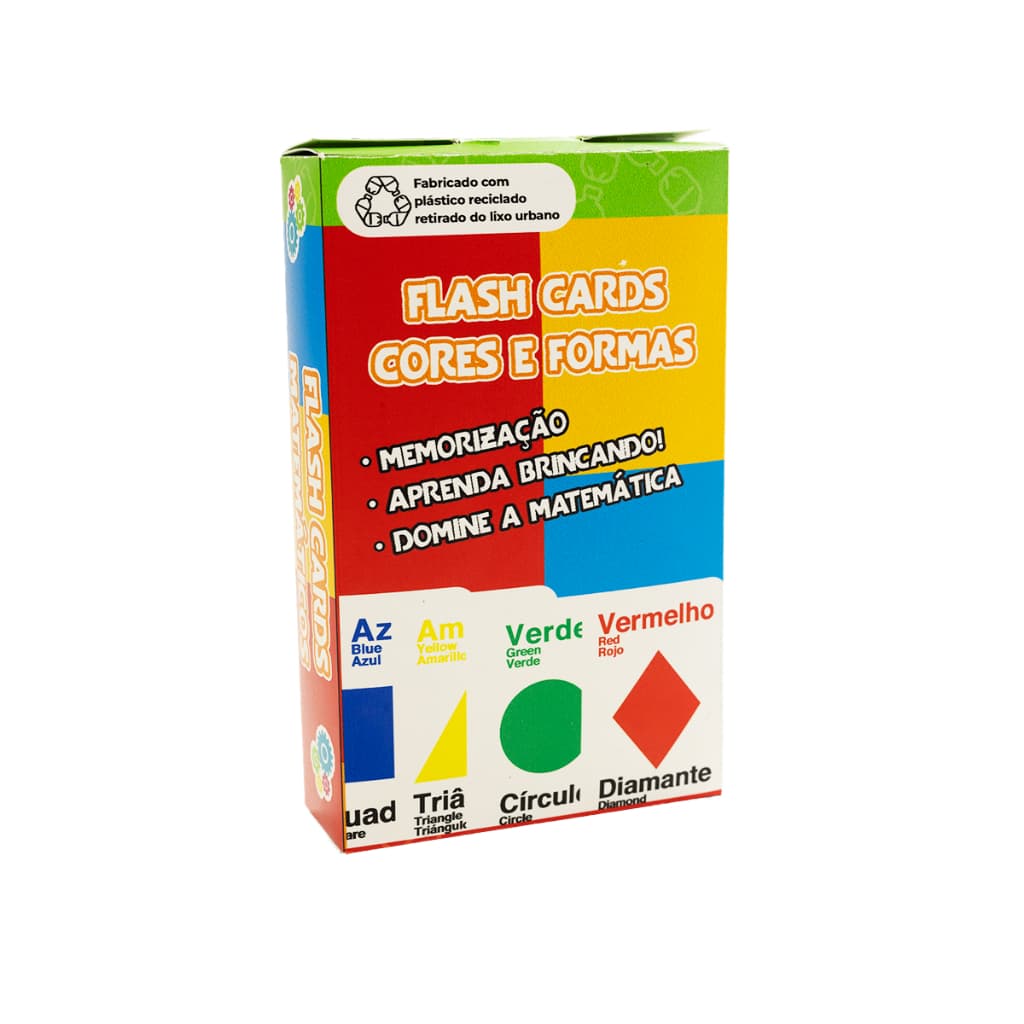 Jogo de Cartas Cores e Formas Bilíngue Educativo Infantil Alfabetização Pedagógico