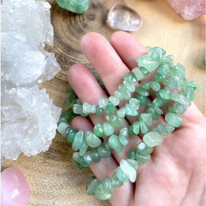 Pulseira Cascalho Quartzo Verde - Vitalidade e Abundância